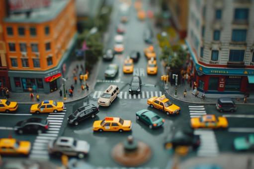 都会の交差点風景のジオラマの写真