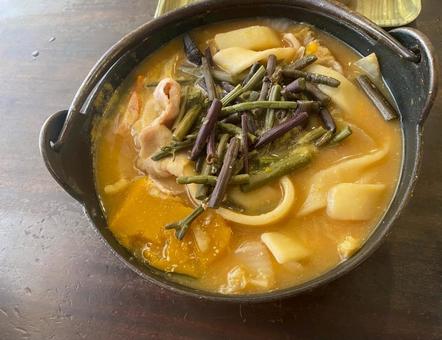 ほうとう ほうとう,カボチャのほうとう,ほうとううどんの写真素材