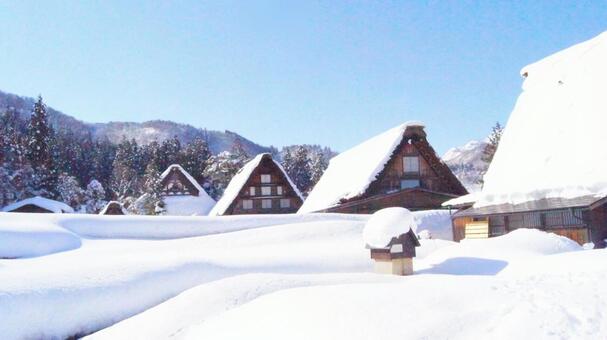 雪の白川郷（岐阜） 雪,冬,銀世界の写真素材