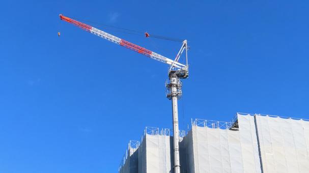 マンション工事現場 タワークレーン マンション工事現場 タワークレーン マンション工事,工事現場,タワークレーンの写真素材