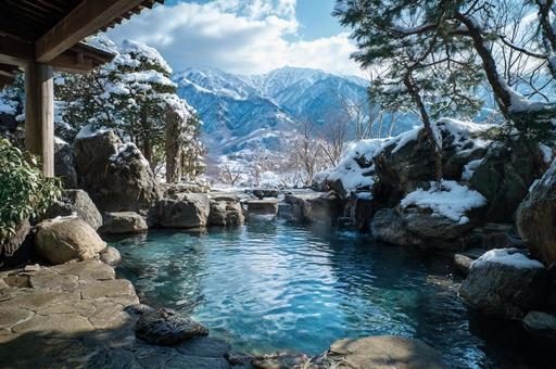 雪景色と露天風呂-5 雪景色と露天風呂-5の写真