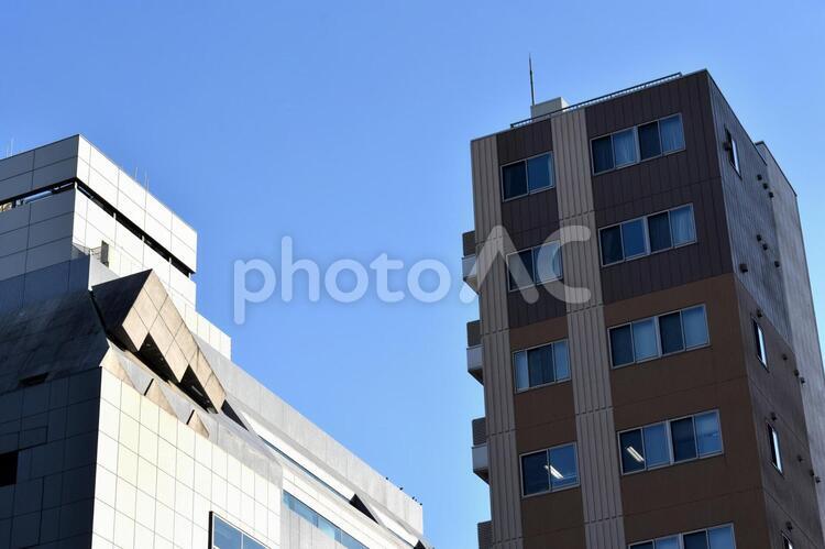 ビル群と青空　都会と青空 イメージ,素材,大都会の写真素材
