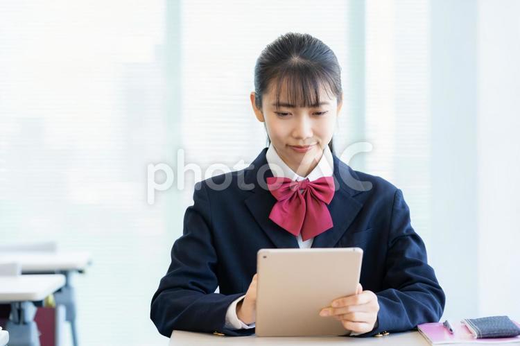 学校で勉強をする女子高生 教育,塾,勉強の写真素材