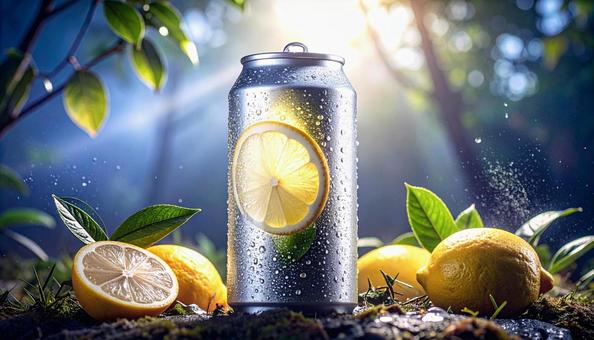 キンキンに冷やしたレモン味の缶酎ハイの写真