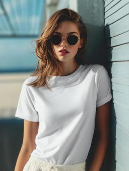サングラスをかけて夏の日差しを楽しむ女性 サングラスをかけて夏の日差しを楽しむ女性の写真