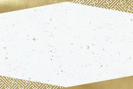 紙のテクスチャ（大礼紙金銀箔+金紗綾形） 和紙,金色,白の写真素材