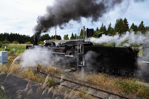 行ってらっしゃい。SLばんえつ物語 sl,slばんえつ物語,c57の写真素材