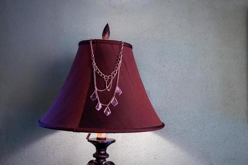 Antique red shade floor lamp, JPG