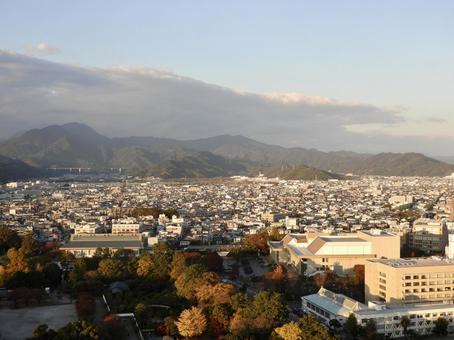 県庁から望む夕方の静岡市安東地区 静岡市,葵区,安東の写真素材
