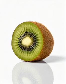 白い背景に一つのキウイの写真
