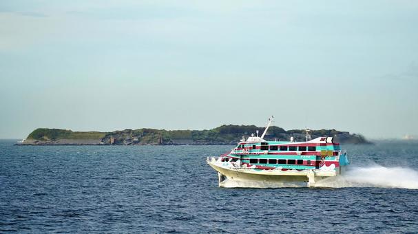 東京湾を航行する東海汽船のジェット船 東京湾を航行する東海汽船のジェット船 ジェット船,船,東京の写真素材