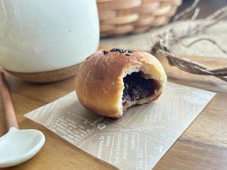 カフェオレとミニあんぱん カフェオレ,コーヒー,あんぱんの写真素材