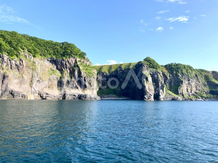 北海道　知床半島　海からの景色⑮ 北海道,知床半島,海の写真素材