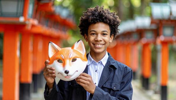 狐のお面の写真