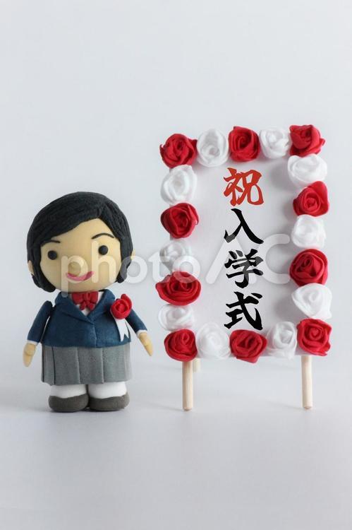 入学式　イメージ　女子学生　縦 入学式,４月,学生の写真素材