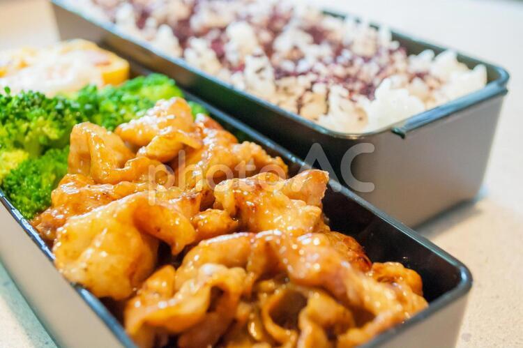 サラリーマンの豚生姜焼き弁当 弁当,弁当男子,生姜焼き弁当の写真素材