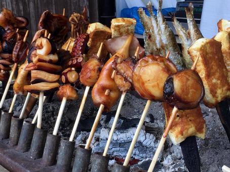 海鮮串焼き 海鮮串焼き 炭火,串,バーベキューの写真素材