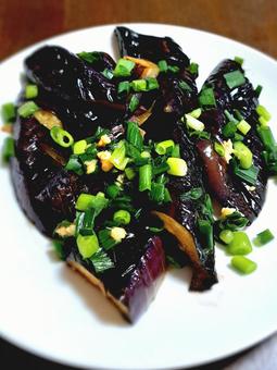 Photo, eggplant, cuisine, green onion, 