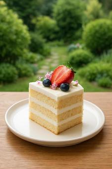 テーブルに置いたケーキ テーブルに置いたケーキの写真