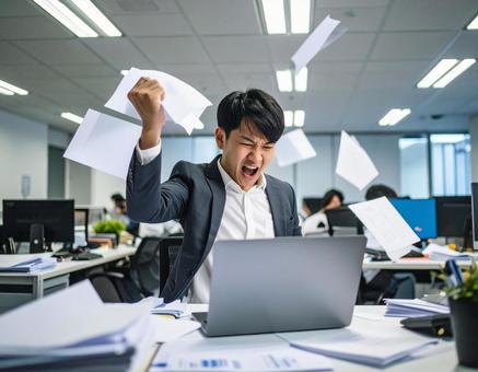 Businessman exploding in anger, anger, businessman, stress, JPG