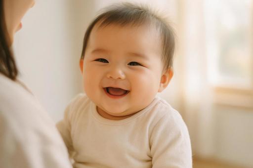 微笑むあかちゃん 微笑むあかちゃんの写真