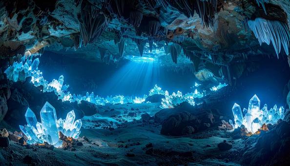 海底に眠る光り輝く結晶群 海底に眠る光り輝く結晶群の写真