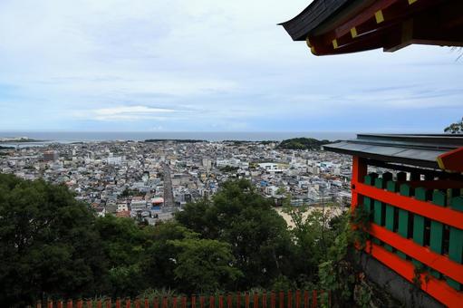 神倉神社から望む新宮市の街並み 神社,観光地,風景の写真素材