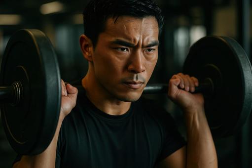 真剣な表情のトレーニングの写真