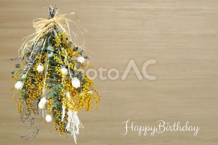 バースデーのテクスチャ（ミモザ） ミモザ,ユーカリ,花束の写真素材