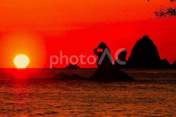 大田子海岸の素晴らしい夕陽 素晴らしい,夕陽,大田子海岸の写真素材