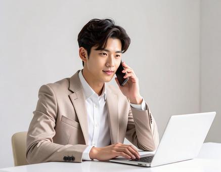 仕事をする男性の写真