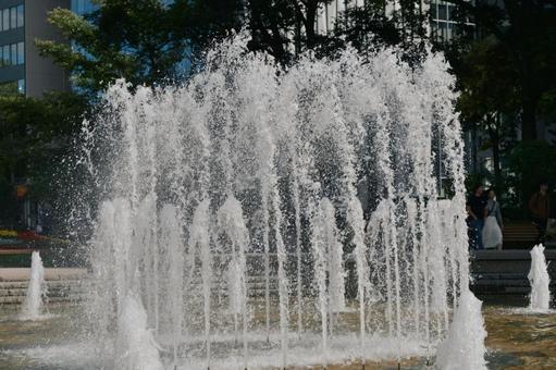 夏の日の公園の噴水 噴水,しぶき,休日の写真素材