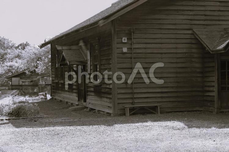 日本家屋-古民家-思い出₋モノクロ 古民家,日本家屋,北海道開拓の村の写真素材