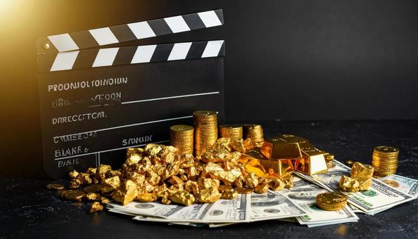 映画収入 カチンコとミニチュアの金塊 映画収入 カチンコとミニチュアの金塊の写真