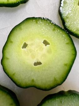 Photo, before baking, cucumber, cross section, 