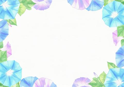 朝顔の水彩フレーム・花のイラスト背景 朝顔の水彩フレーム・花のイラスト背景の写真