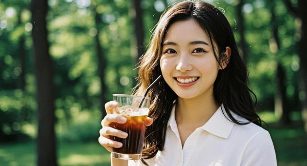 避暑地でアイスコーヒー 避暑地でアイスコーヒーの写真