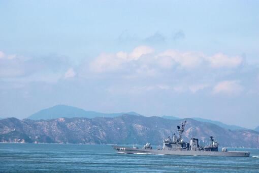 Sea and warship, खाली, समुद्र, पहाड़, JPG