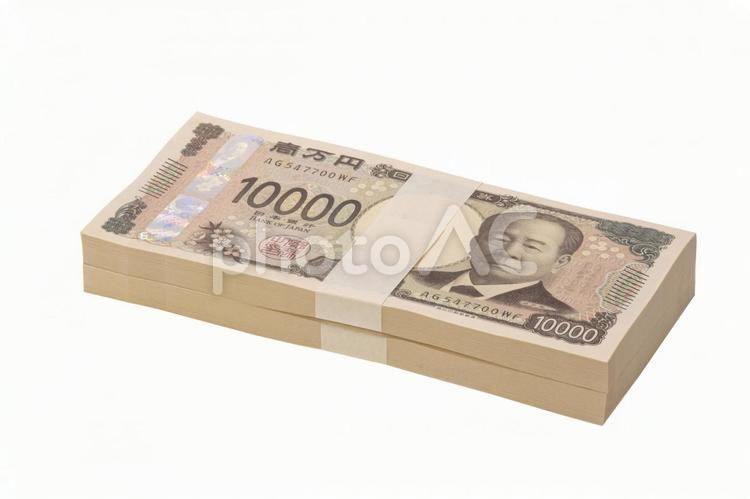 斜めアングルの新一万円札の二百万円 新紙幣,一万円札,一万円の写真素材