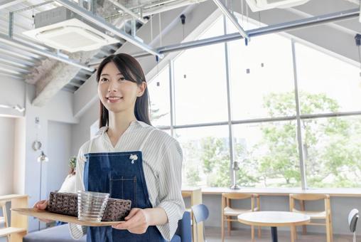 Photo, female, cafe, clerk, 