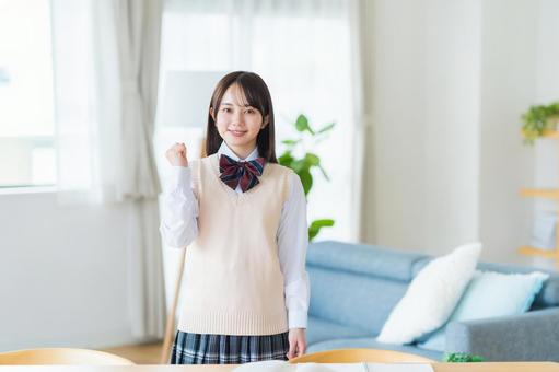 リビングの女子高生 リビングの女子高生の写真