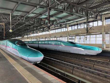 北上駅に停車中の新幹線（はやぶさ） 新幹線,はやぶさ,北上駅の写真素材