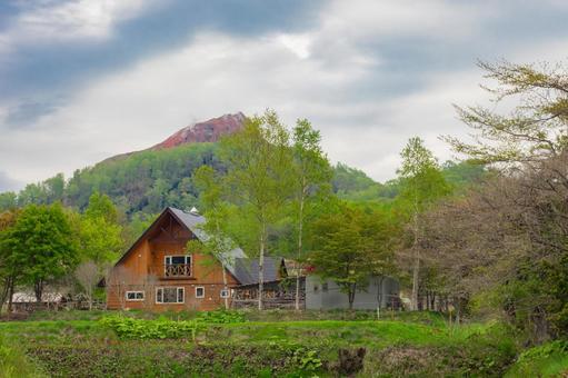 北海道のログハウス 北海道のログハウス 北海道,ロッヂ,ログハウスの写真素材
