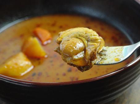 帆立スープカレー 帆立スープカレー 帆立スープカレー,食べ物,ホタテの写真素材