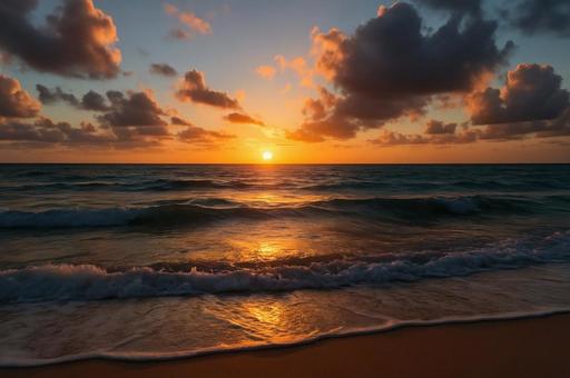 夕暮れの海辺の夕日 夕暮れの海辺の夕日の写真