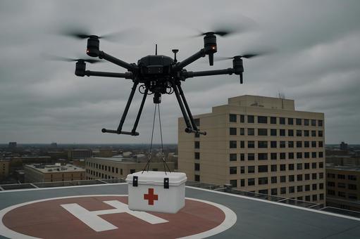 医療物資ドローン搬送の写真