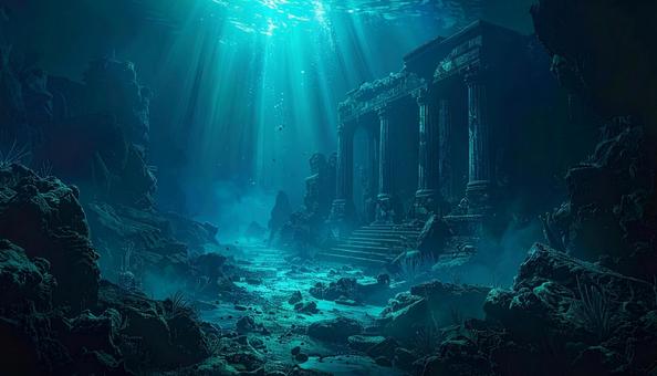 光に照らされる水中遺跡 光に照らされる水中遺跡の写真