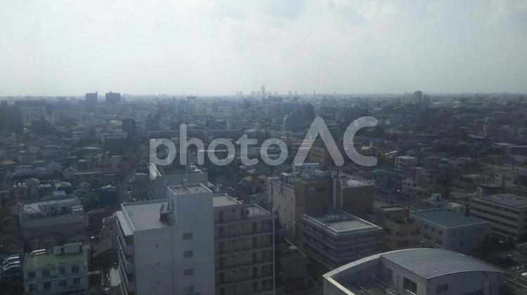足立区役所から見下ろす中央本町 風景,空,足立区の写真素材