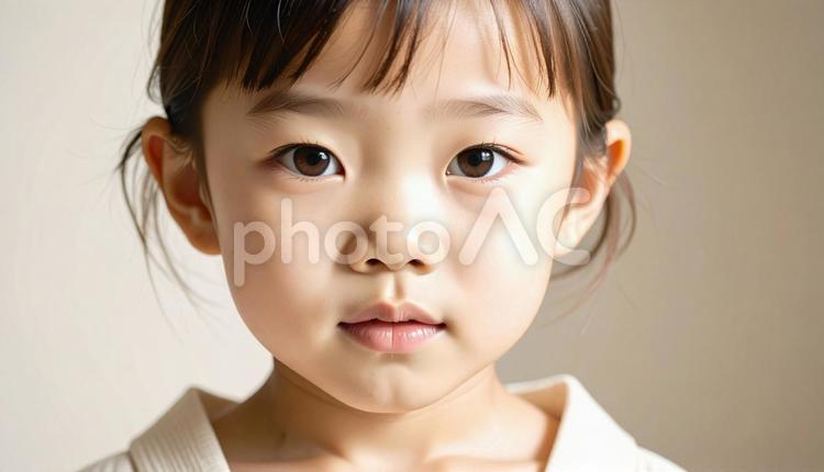 日本人の可愛い女の子の顔のアップ 女の子,子供,かわいいの写真素材