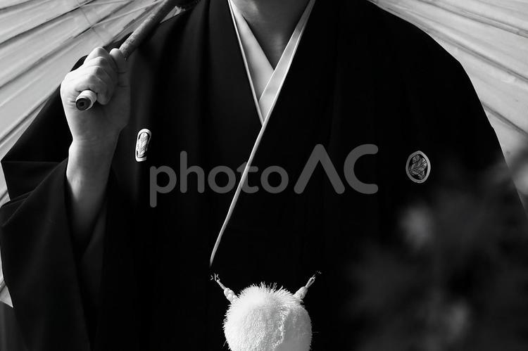 侍 侍,和傘,傘の写真素材